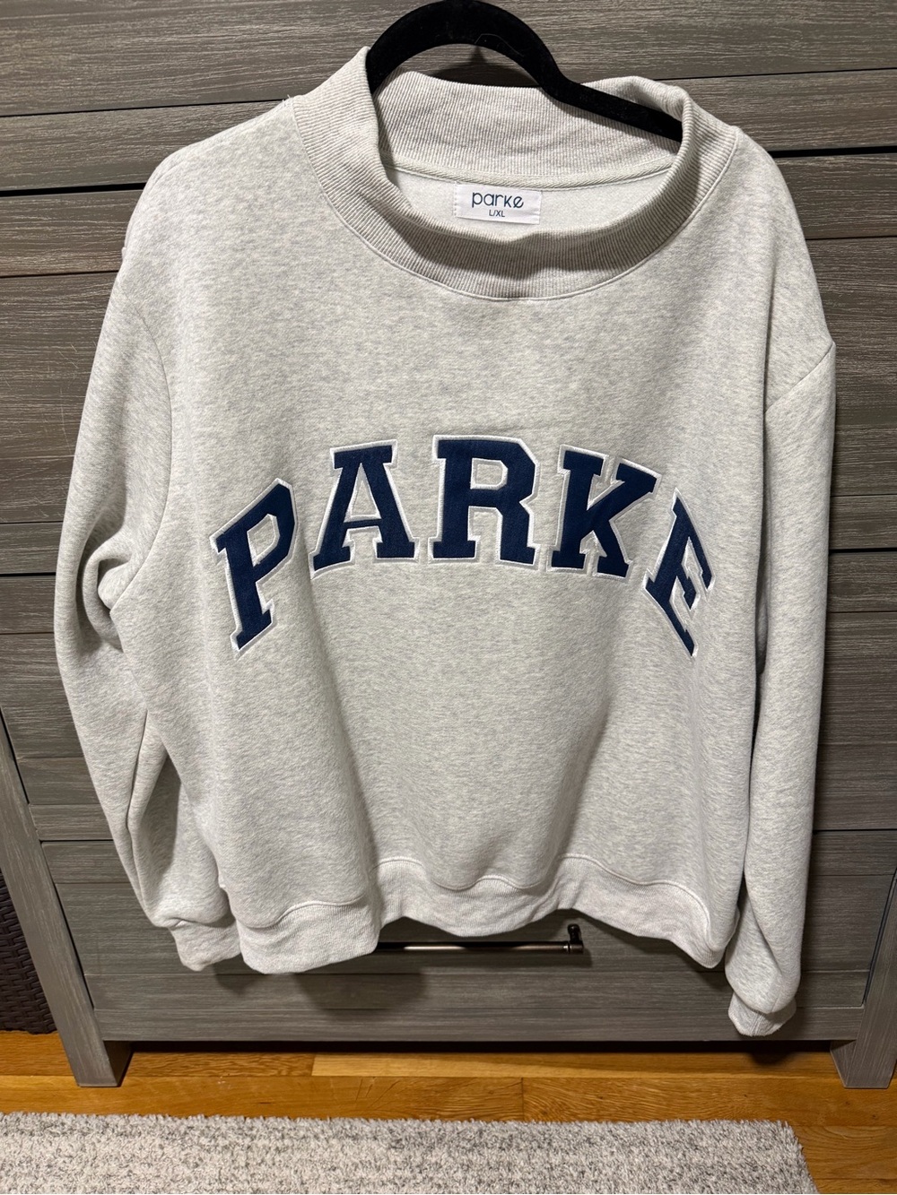 Parke Heather gray and navy mockneck size L/XL